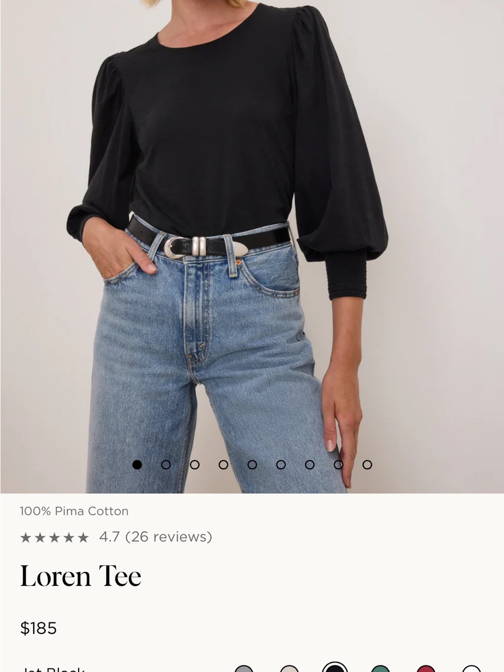 Nation LTD Loren Puff-Sleeve Long Sleeve Tee in Black